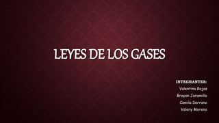 LEYES DE LOS GASES
INTEGRANTES:
Valentina Rojas
Brayan Jaramillo
Camila Serrano
Valery Moreno
 