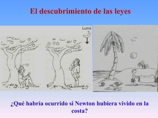 El descubrimiento de las leyes
¿Qué habría ocurrido si Newton hubiera vivido en la
costa?
 