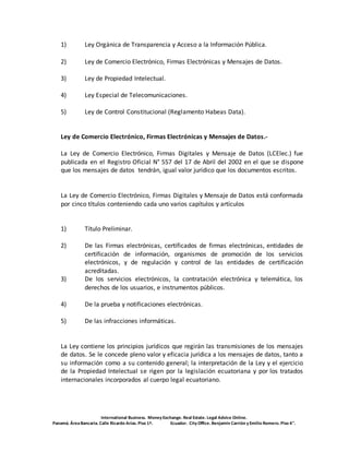 Leyes en ecuador y seguridad informatica | DOCX
