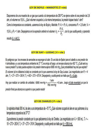 LEY DE BOYLE – MARIOTTE (T =cte)




 LEY DE GAY – LUSSAC ( V = cte )




    LEY DE CHARLES ( P = cte )
 