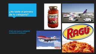 ¿No fuiste el primero
de tu categoría?
Crea una nueva categoría
acotando tu enfoque.
 