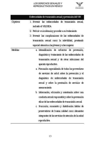13
LOS DERECHOS SEXUALES Y
REPRODUCTIVOS EN MÉXICO
 