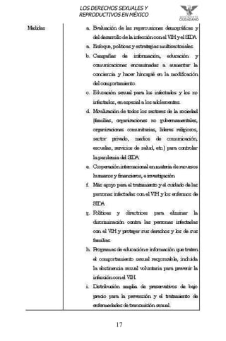 17
LOS DERECHOS SEXUALES Y
REPRODUCTIVOS EN MÉXICO
 