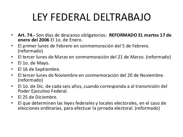 Articulo 74 Ley Federal Del Trabajo