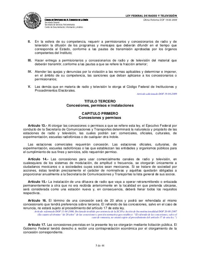 Ley federal de radio y televisión