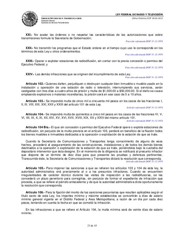MÉXICO Ley Federal de Radio y