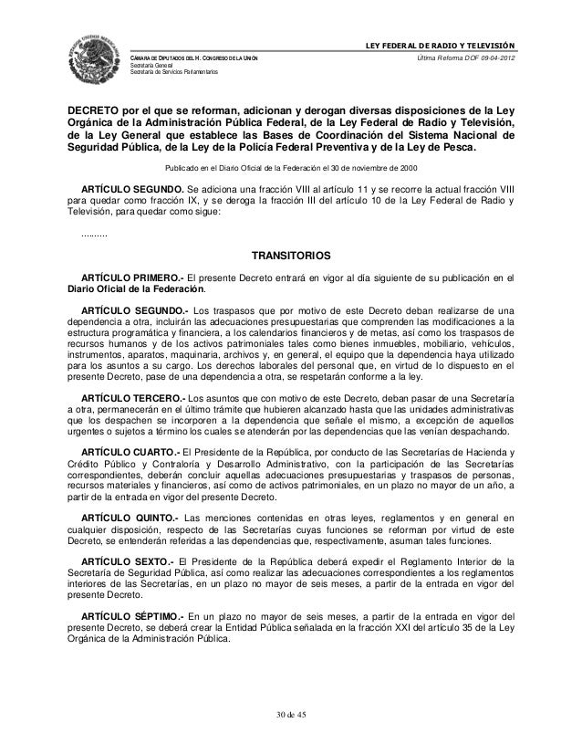 MÉXICO Ley Federal de Radio y