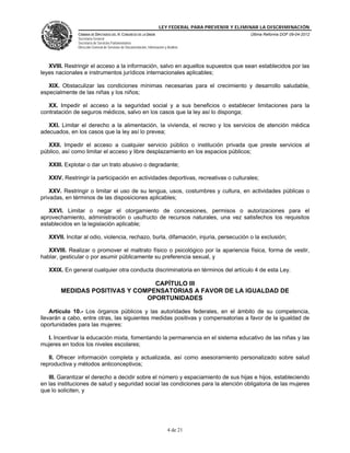 Ley federal para prevenir y eliminar la discriminación | PDF
