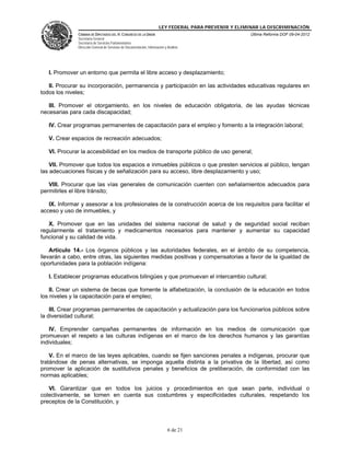 Ley federal para prevenir y eliminar la discriminación | PDF