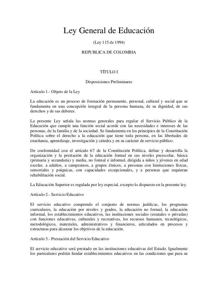 Resultado de imagen para Ley general de la educación