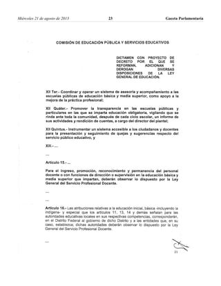 Miércoles 21 de agosto de 2013 Gaceta Parlamentaria23
 