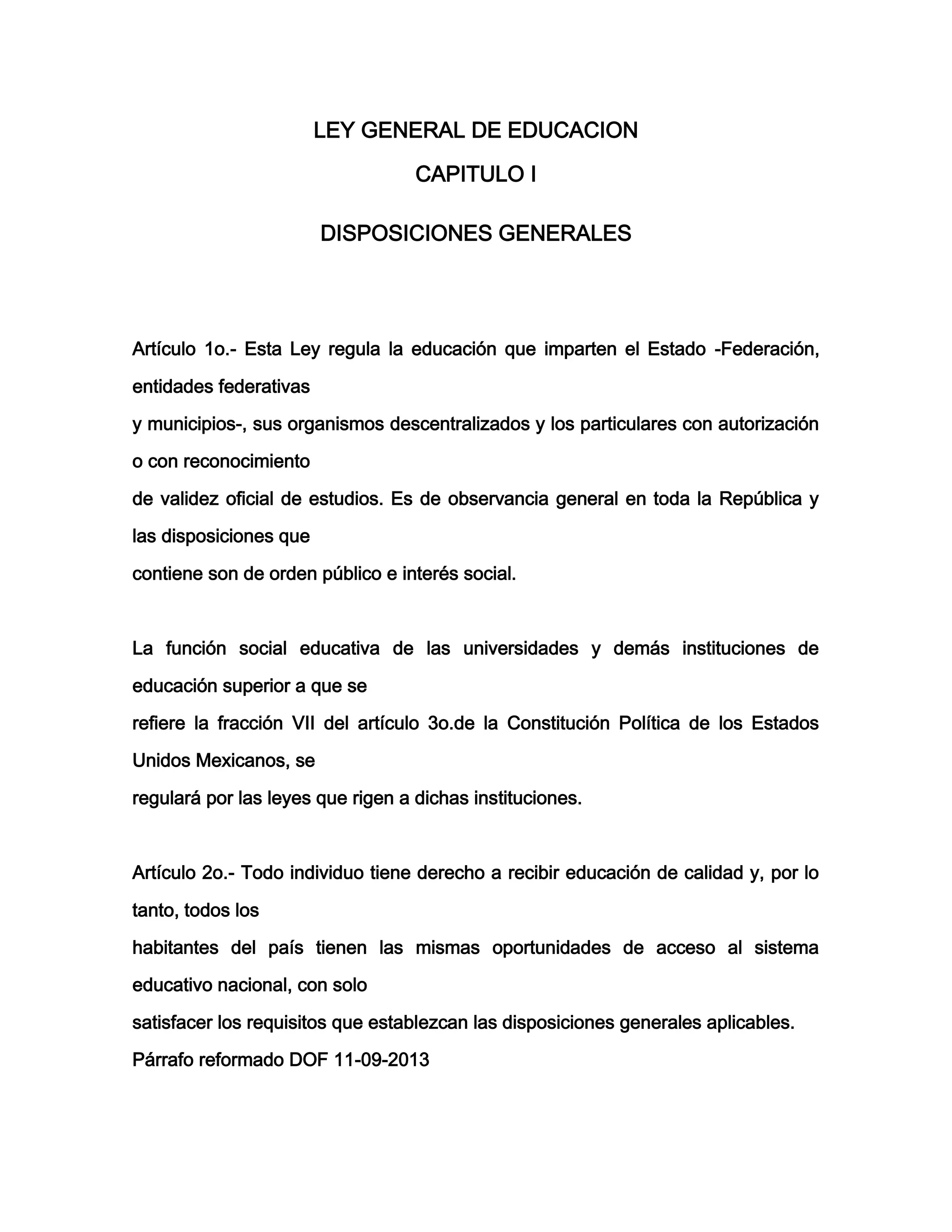 Ley general de educación | DOCX
