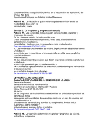 Ley general de la educacion capitulo 4 | DOCX