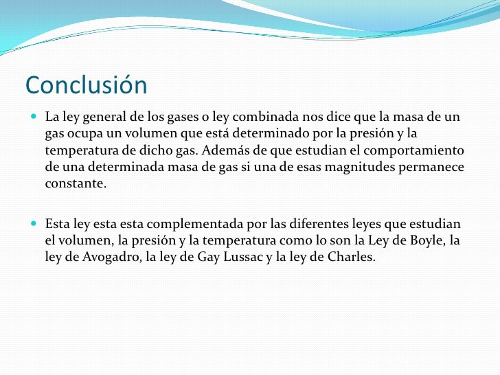 Conclusión De Las Leyes De Los Gases
