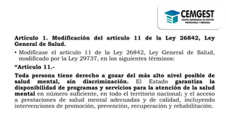 Ley General de Salud mental CEGEP SAPEEE | PPTX