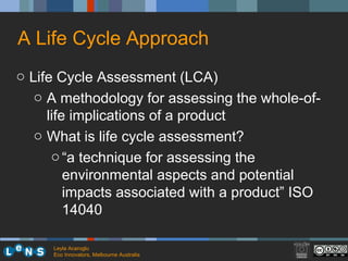 Life Cycle Based Eco-Design as Core Design Practice | PPT