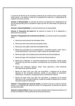 Ley modelo sobre extincion de dominio | PDF