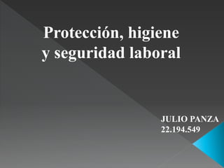 Protección, higiene
y seguridad laboral
JULIO PANZA
22.194.549
 