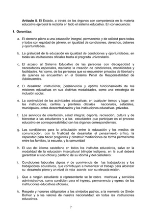 Ley Organica De Educacion 050809. Aprobado Por La ComisióN | PDF