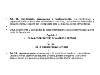 Ley organica de la economia popular y solidaria | PPTX