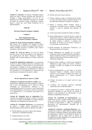 Ley orgánica de la economía popular y solidaria | PDF