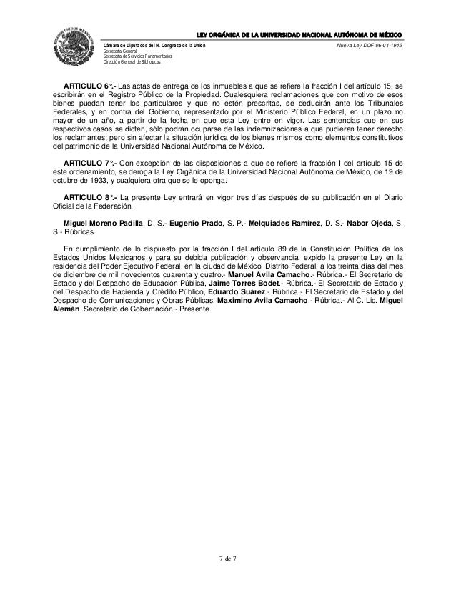 Ley orgánica de la universidad nacional autónoma de méxico