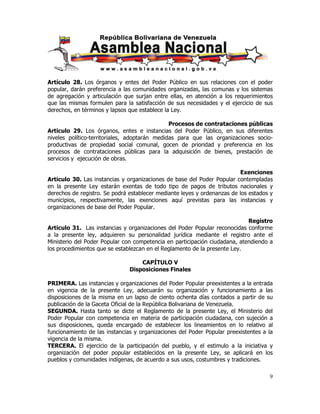 Ley org poder popular