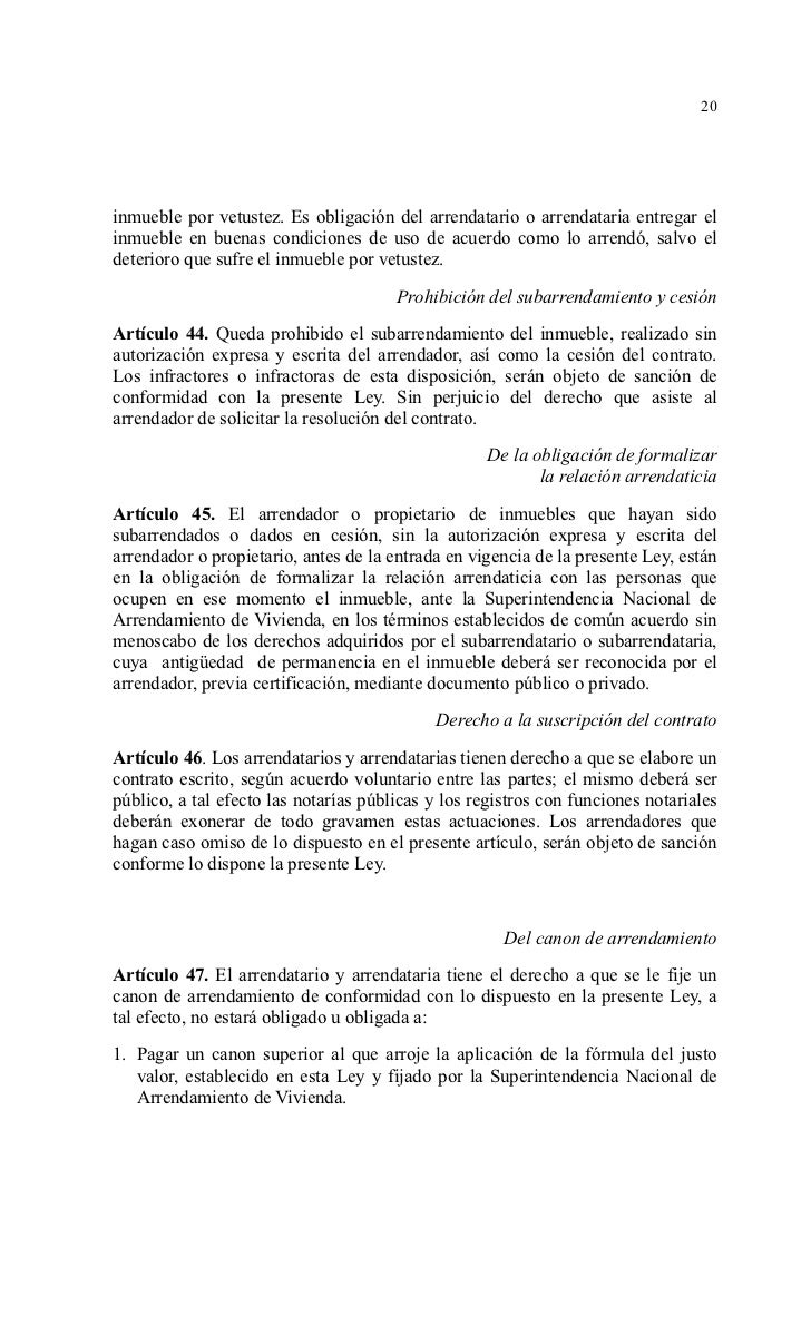 Ley para la regularización y control de los arrendamientos 