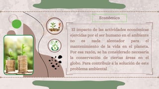 Económico
El impacto de las actividades económicas
ejercidas por el ser humano en el ambiente
no es nada alentador para el...