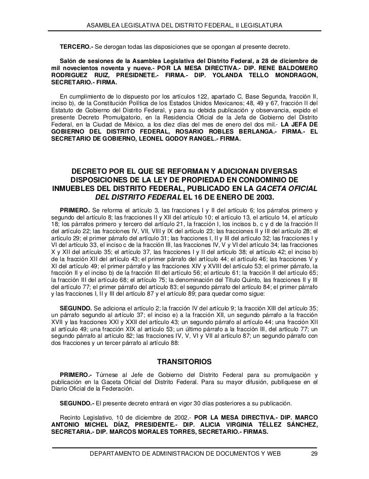 Ley propiedad en Condominio de Inmuebles para el Distrito