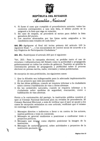 Ley reformatoria a la ley org%c3%a1nica electoral o c%c3%b3digo de la ...
