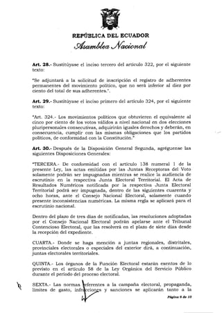 Ley reformatoria a la ley org%c3%a1nica electoral o c%c3%b3digo de la ...