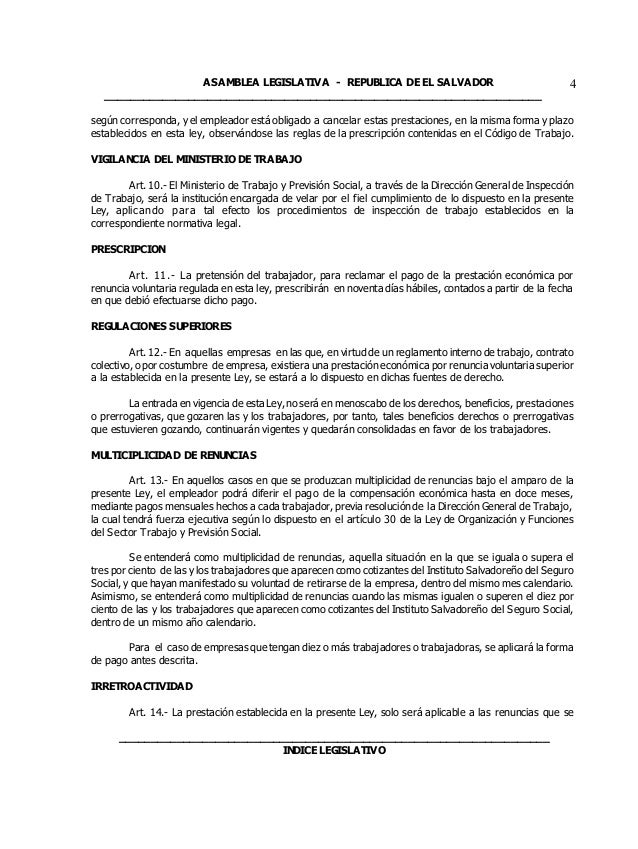Ley reguladora de la prestacion economica por renuncia 