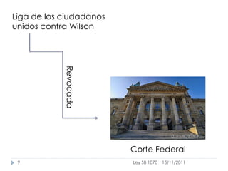 Liga de los ciudadanos
unidos contra Wilson



            Revocada




                         Corte Federal
 9                       Ley SB 1070   15/11/2011
 