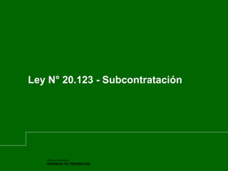 Patricio Pinochet 
GERENCIA DE PREVENCION 
Ley N° 20.123 - Subcontratación 
 