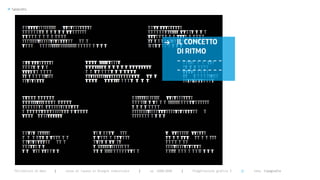 >   Typography




                                                                                    >       IL CONCETTO
                                                                                            DI RITMO
                                                                                            ---------
                                                                                            ---------




      Politecnico di Bari   |   corso di laurea in Disegno industriale   |   aa 2008/2009    |   Progettazione grafica 3   ||   tema: tipografia
 