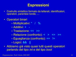 03 - Programmazione: Istruzioni C++
