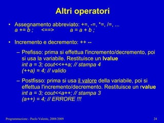 03 - Programmazione: Istruzioni C++