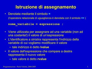 03 - Programmazione: Istruzioni C++