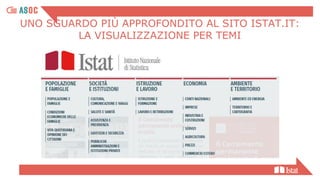 UNO SGUARDO PIÙ APPROFONDITO AL SITO ISTAT.IT:
LA VISUALIZZAZIONE PER TEMI
 