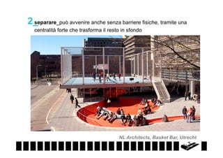2_
separare_può avvenire anche senza barriere fisiche, tramite una
centralità forte che trasforma il resto in sfondo

NL Architects, Basket Bar, Utrecht

 