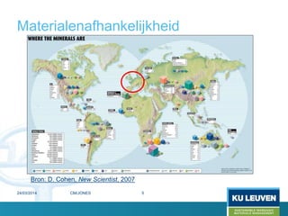 Materialenafhankelijkheid
Bron: D. Cohen, New Scientist, 2007
24/03/2014 5CM/JONES
 