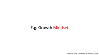 E.g. Growth Mindset
De Bruyckere, Kirschner, @ Hulshof, 2019
 