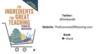 Twitter:
@thebandb
Website: TheEconomyOfMeaning.com
Book:
ç check
 