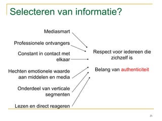 Veel veranderingen, maar…Grenzen doorbreken… GlokalisatieDoor de drang naar echtheid: glokalisatieGlobale tendensenWorden vertaald naar het lokaleBvb Rappen is globale trendKrijgt een hertaling in lokale stijl:Franse rappersDuitse rappersABN, …23