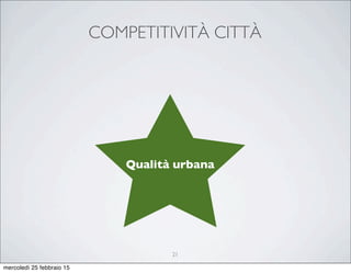 COMPETITIVITÀ CITTÀ
Qualità urbana
21
mercoledì 25 febbraio 15
 