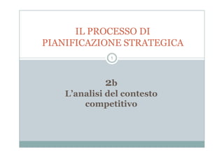 1
IL PROCESSO DI
PIANIFICAZIONE STRATEGICA
2b
2b
L’analisi del contesto
competitivo
 