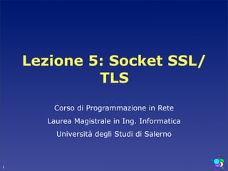 Lezione 5: Socket SSL/
             TLS
        Corso di Programmazione in Rete
       Laurea Magistrale in Ing. Informatica
         Università degli Studi di Salerno



1
 