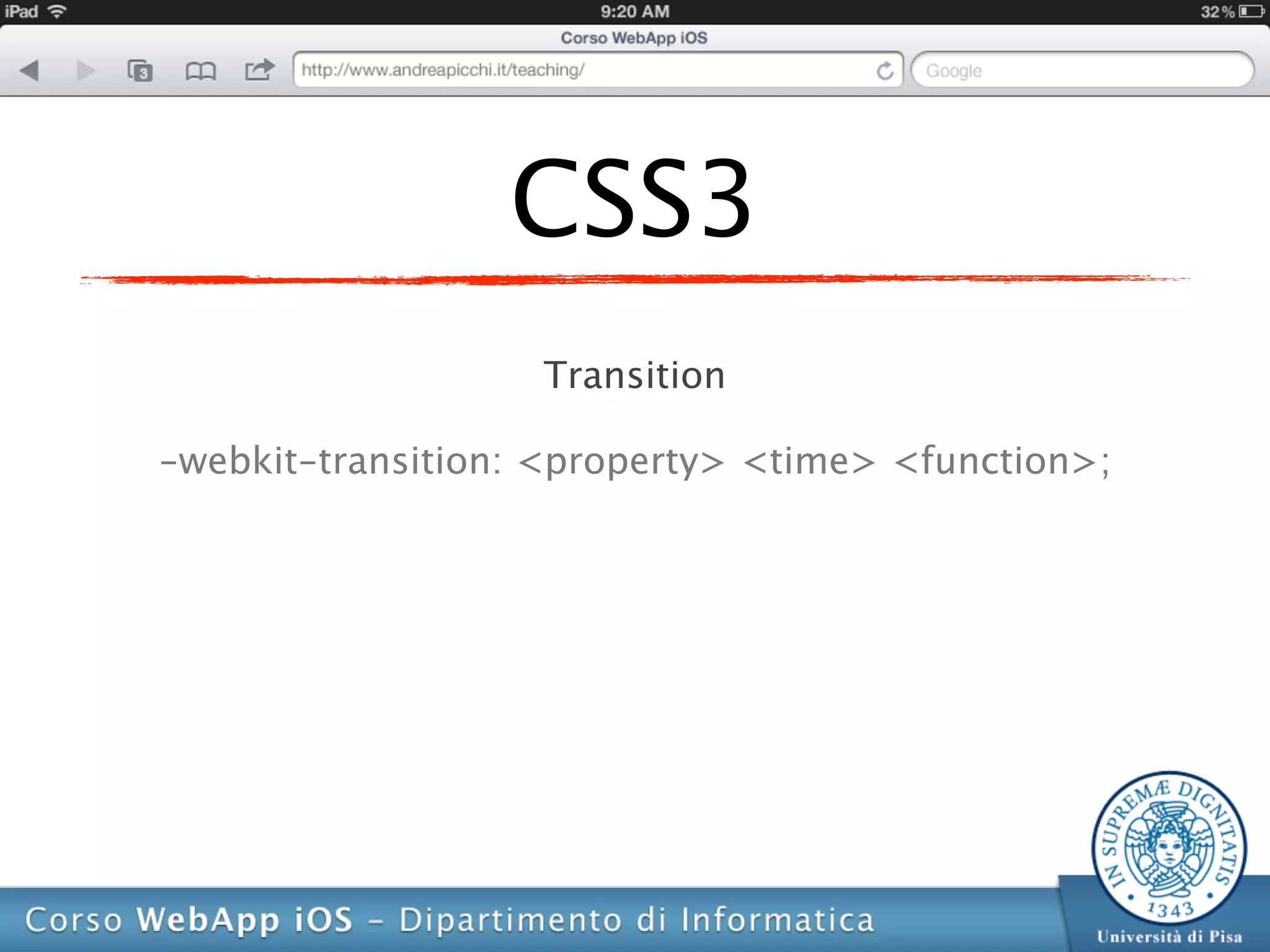 CSS3
                   Transition

-webkit-transition: <property> <time> <function>;
 
