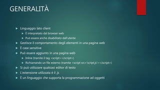 Lezione 11 - Javascript | PPTX